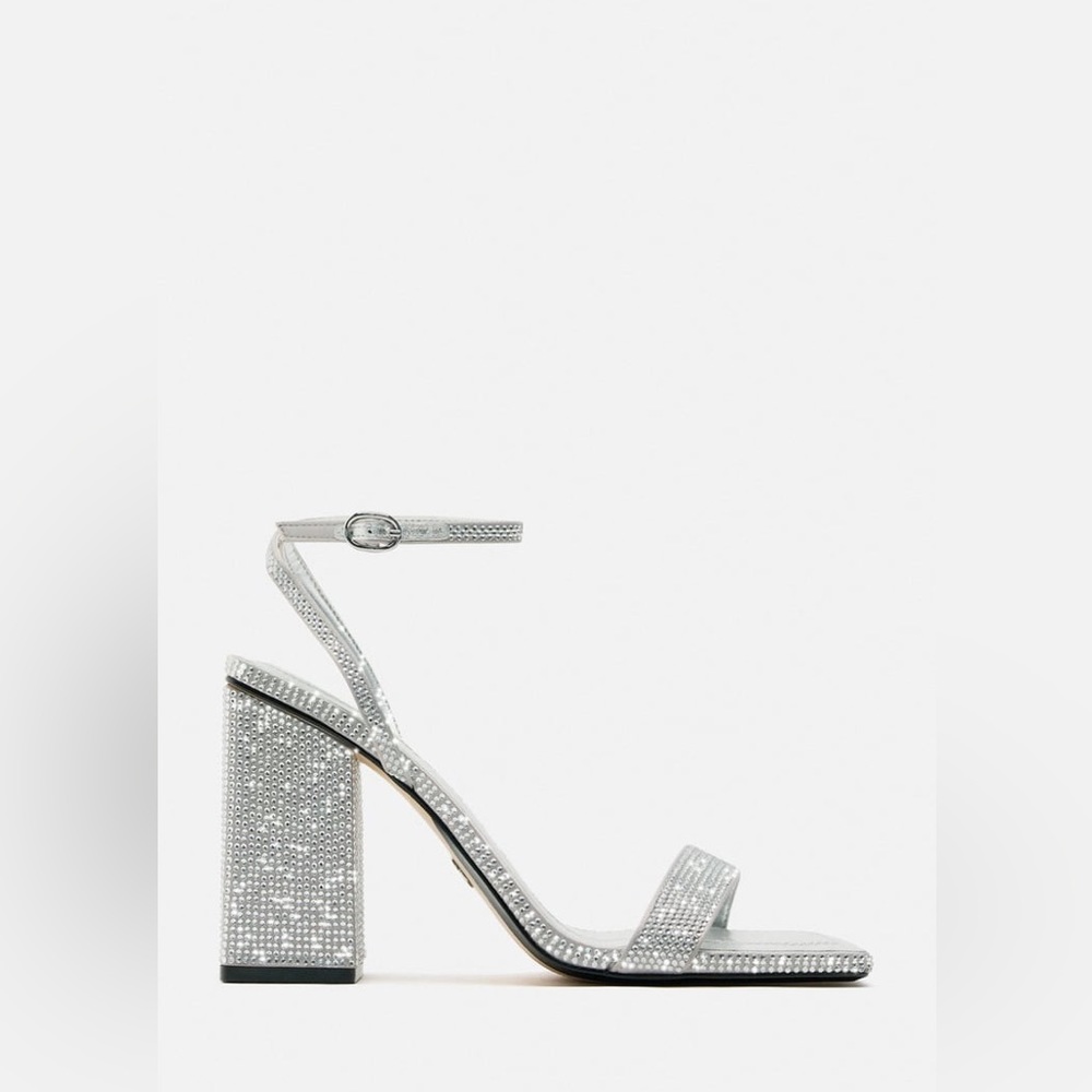 Zara Block Heel Rhinestone Sandals - Picture 4 of 6